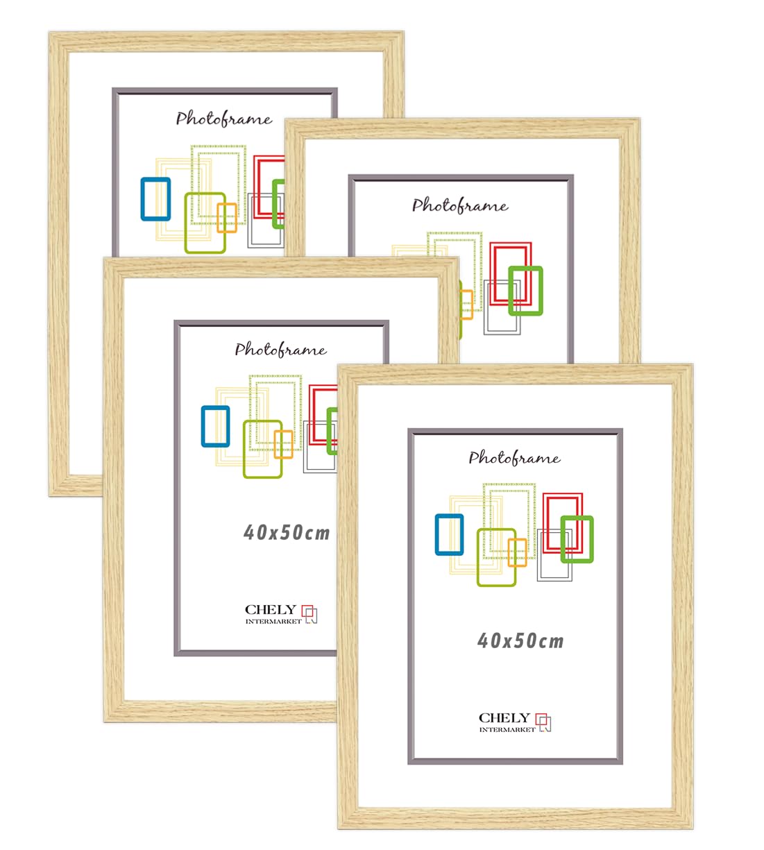 CHELY INTERMARKET Marco de Fotos 40x50cm (Haya) MOD-254 (Pack 4 uds) Ancho de moldura 2cm