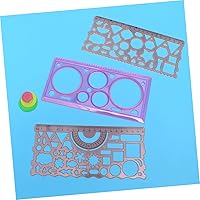 Vista 5 de 3pcs Geométrico Papelería Herramienta de Dibujo Geométrico Plantilla Regla Geométrica Regla
