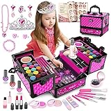 【Mode sminkväska för barn】: Skönhetssminkset med nästan allt du behöver för att sminka, måla naglarna och klä upp sig. Med 5 förvaringsfack kan små flickor följa sina hjärtan för att skapa sina egna sminklådor och utveckla sin estetiska känsla och fö...