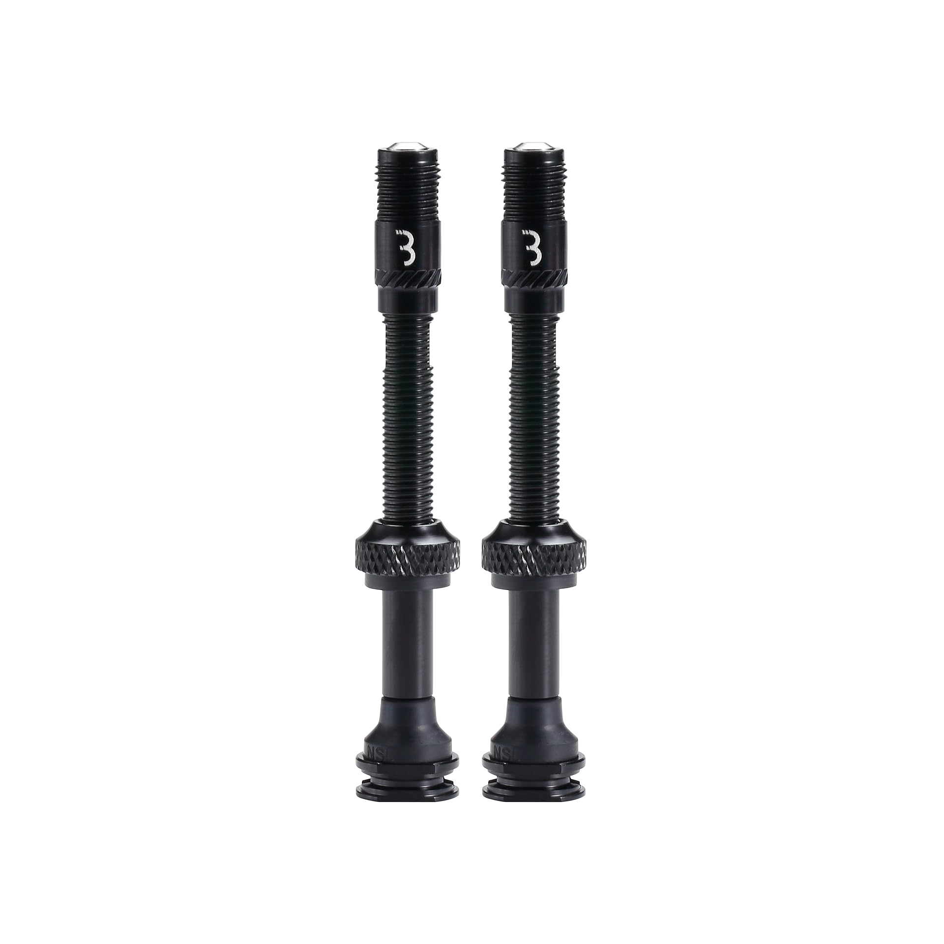 BBB Cycling CoreCap AL Tubeless Valve Set - Lightweight Aluminum - 60mm - 300% More Airflow - Universal Pump Compatibility - 2 Pack - Black - BTI-166