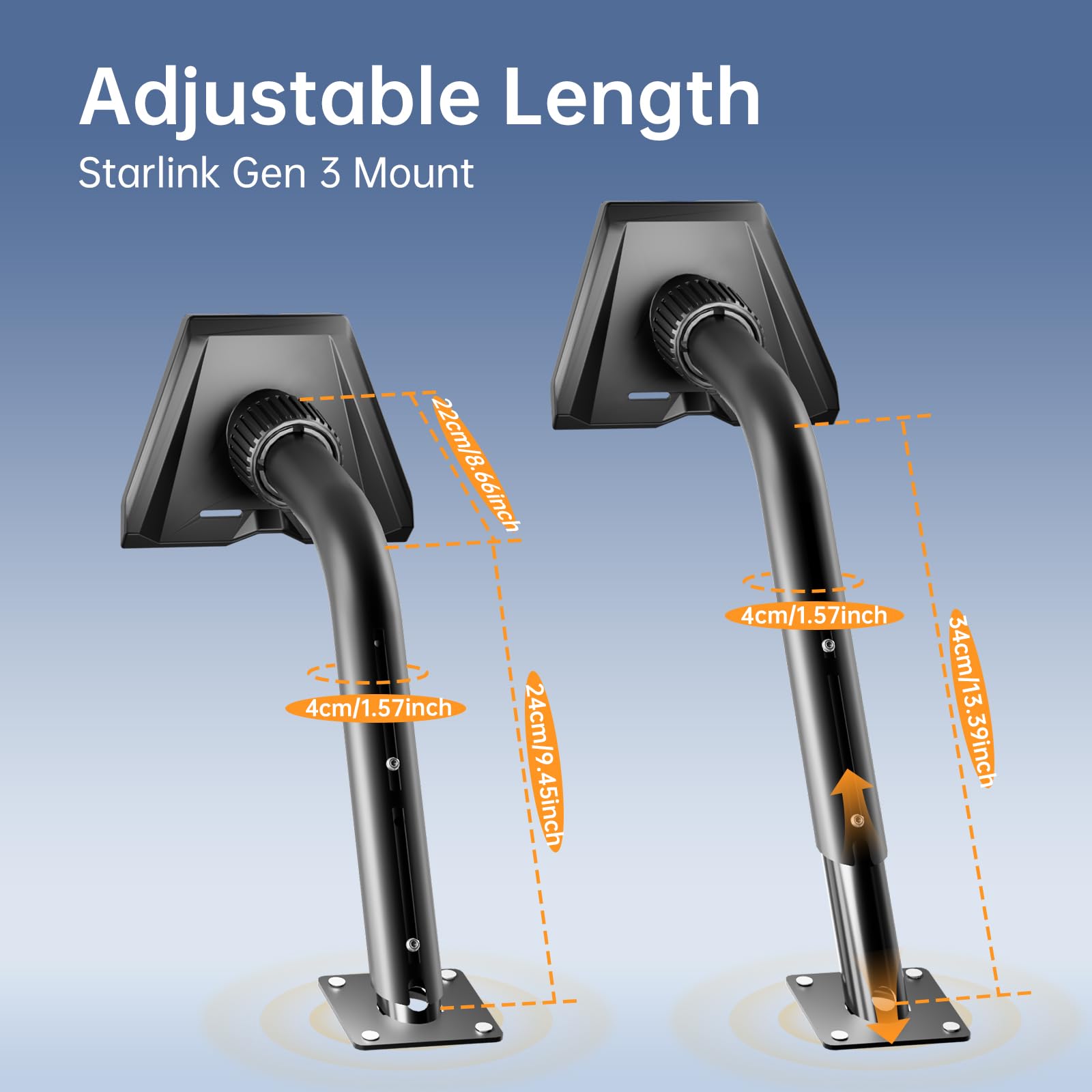 ALIINKD Starlink Gen 3 Mount with Pipe Adapter, Adjustable Mounting Kit Compatible with V3 Starlink Standard Dish, Wall Mount/Roof Mount for Starlink Internet Kit Satellite