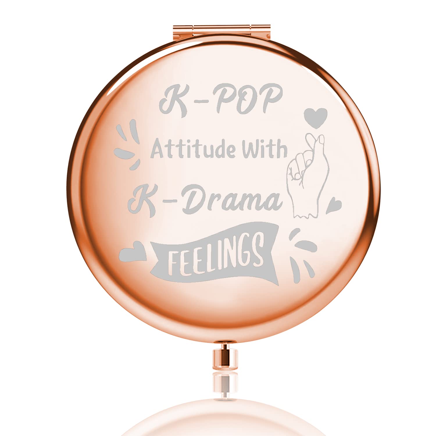 WSNANG K-Pop Music Fan Gift Compact Mirror K-Drama Lover Gift Pocket Makeup Mirrors K-Pop Attitude with K-Drama Feelings (Iron- K-Pop Mirror)