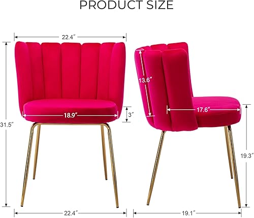 Miniatura 3 de LZAREAL Juego de 4 sillas de comedor modernas de terciopelo elegantes sillas auxiliares tapizadas para tocador de cocina y comedor cómoda silla de