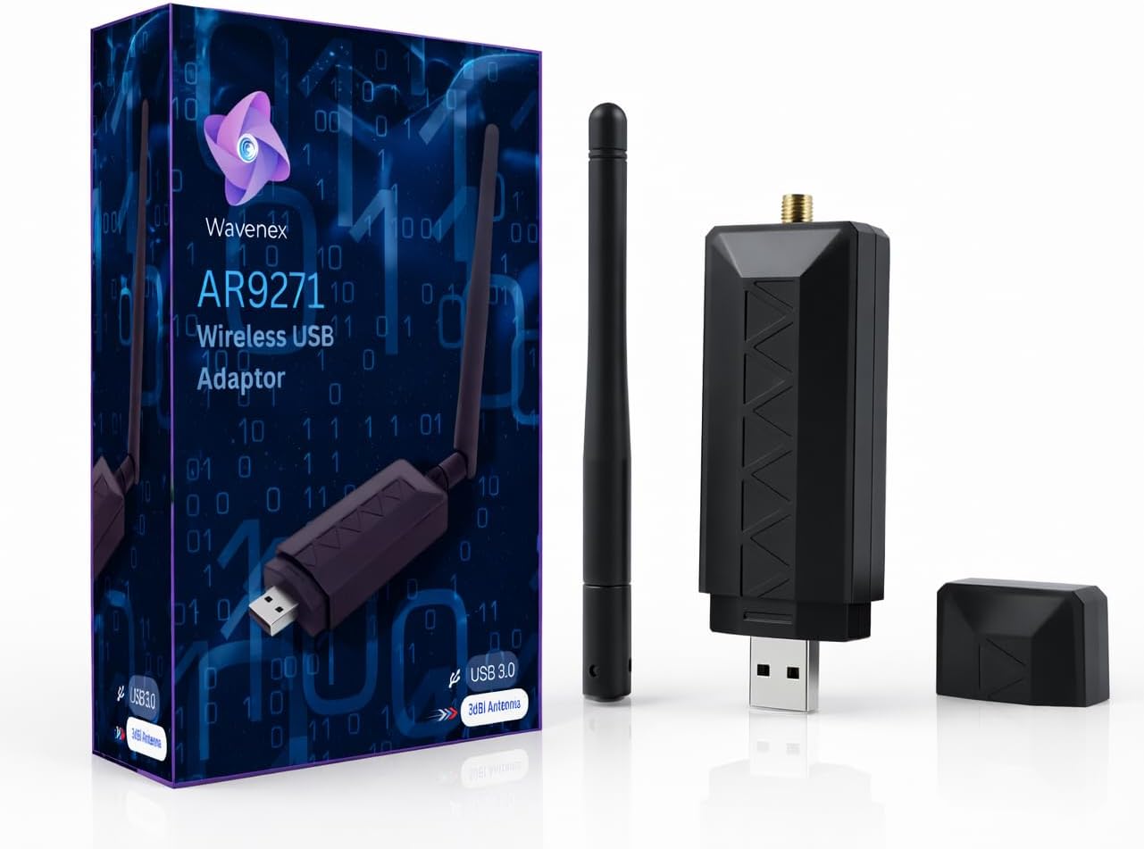 AR9271 New Version 2.0 2.4GHz 150Mbps Wireless WiFi Adapter for PC with External Antenna for Kali Linux,Windows-Monitor Mode/Packet Injection Supported