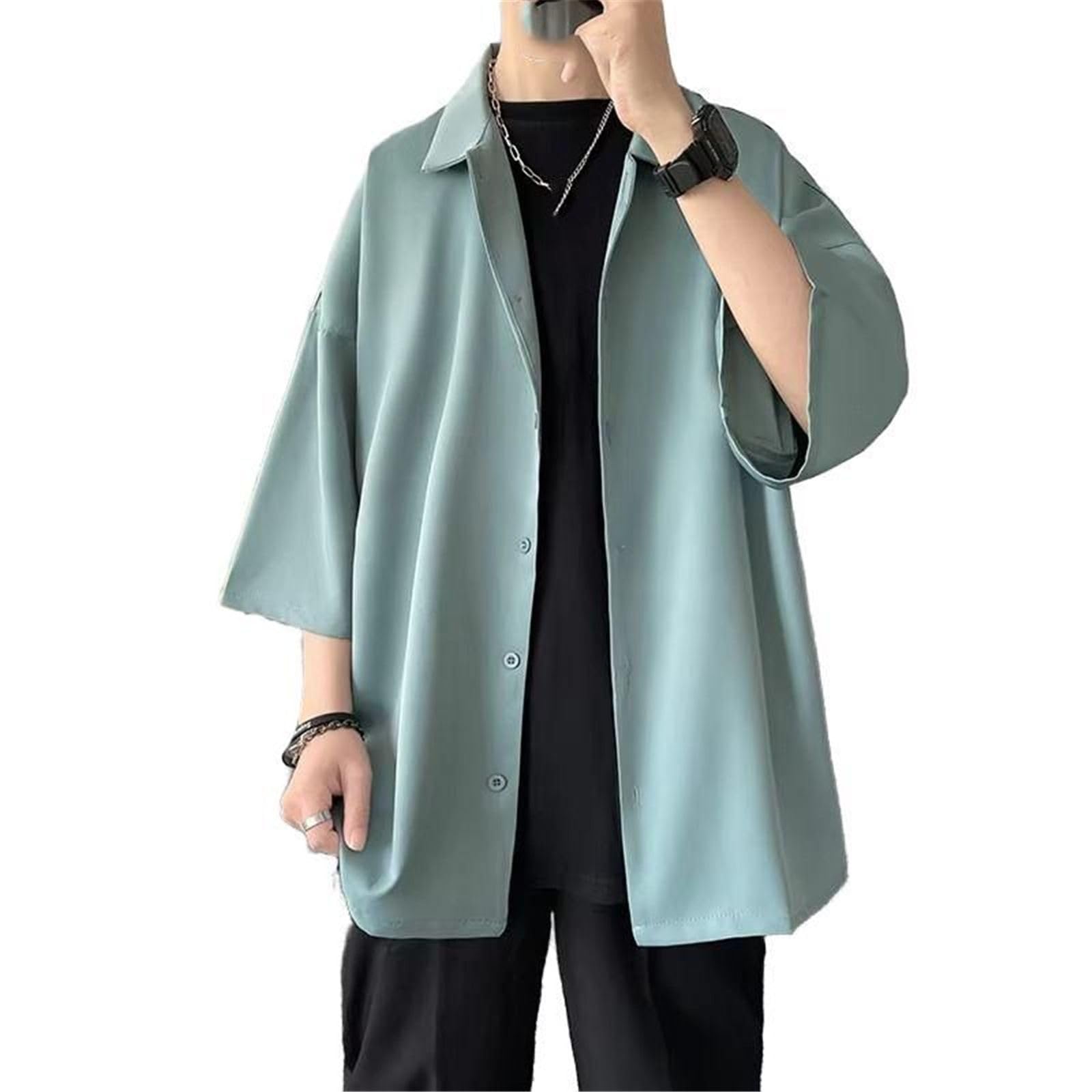 Chemise Oversize Streetwear Homme, Ample Demi-Manches fraîche décontractée été