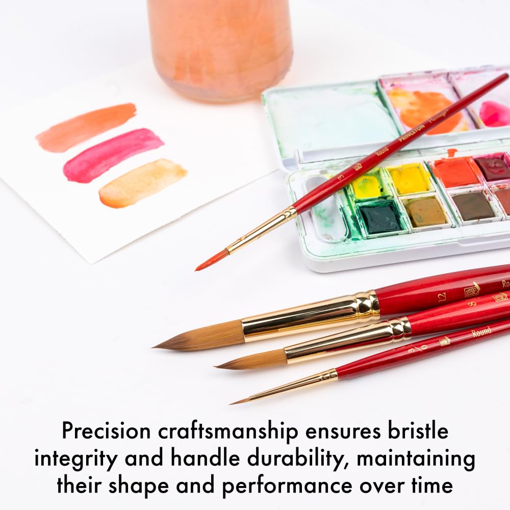 Princeton Artist Brush Co. Heritage - Set di 4 pennelli sintetici per acquerelli, professionali, in zibellino per pittura ad acquerello, per dettagli, controllo e tratti versatili, dimensioni 3/0, 3