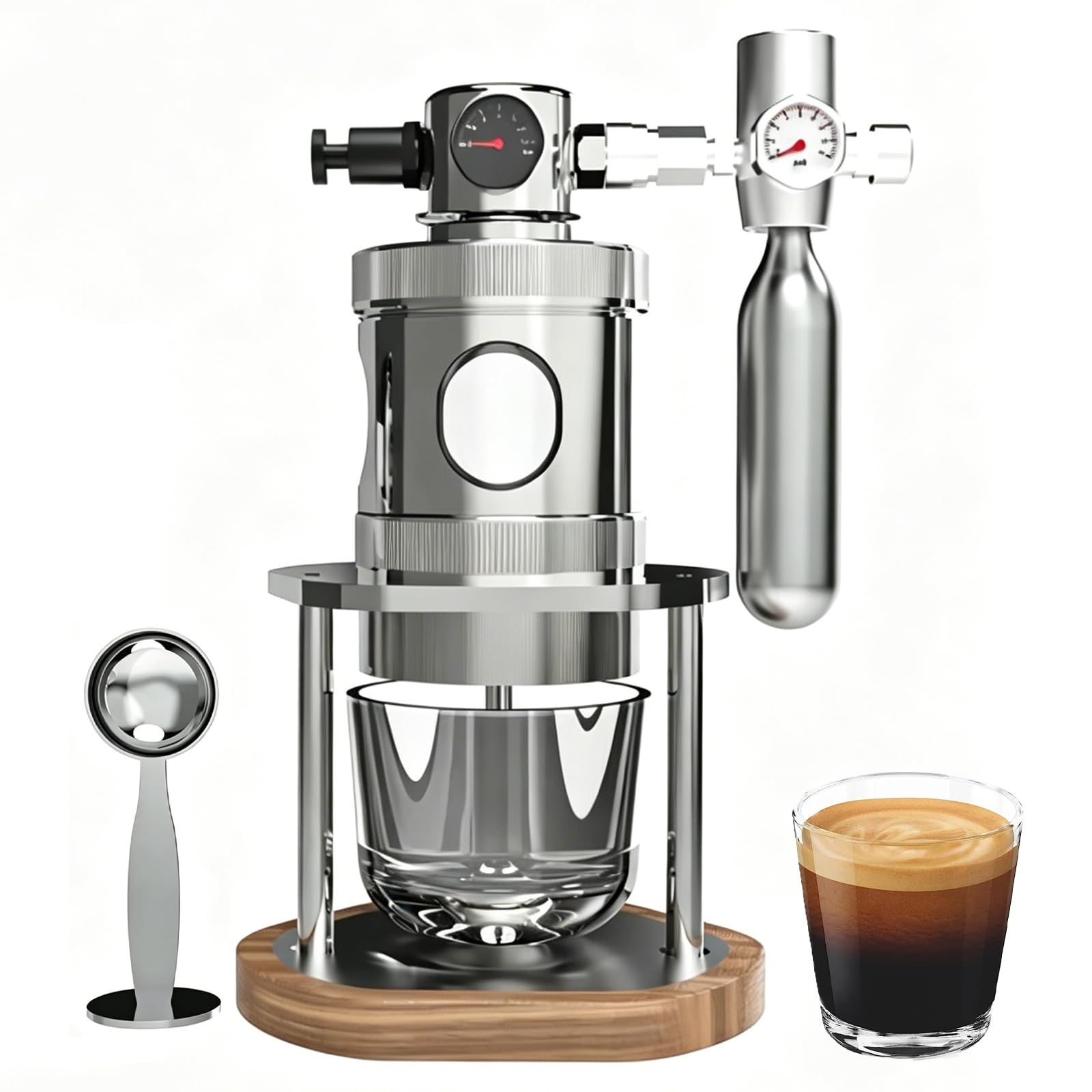 Macchina da caffè pneumatica, macchina da caffè manuale con manometro per una perfetta preparazione, design compatto per casa e viaggi, facile da usare