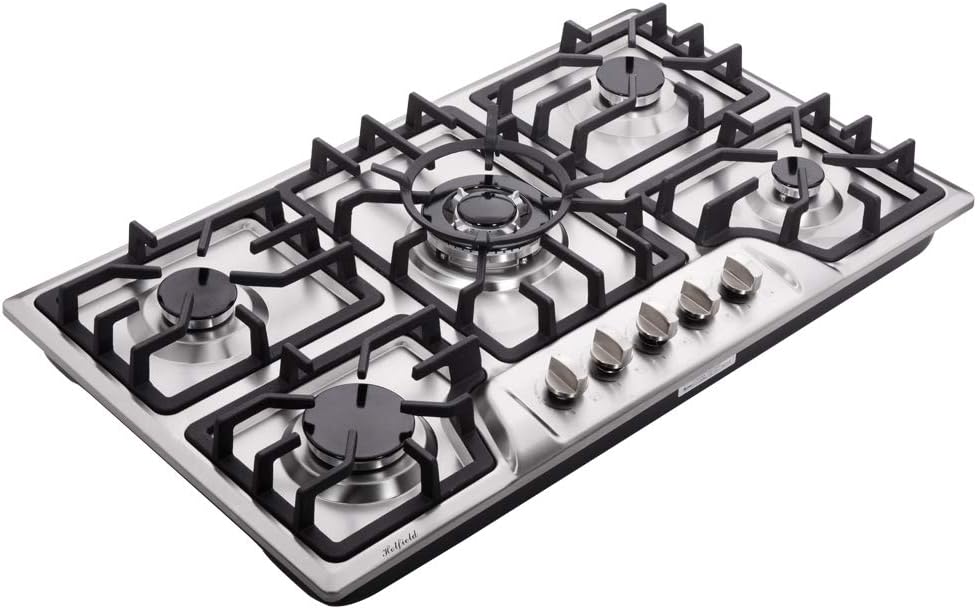 34 inch Gas Cooktop Dual Fuel Sealed 5 Burners Stainless Steel Gas Cooktop Drop-In Gas Hob HF825-SA03 Gas Cooker