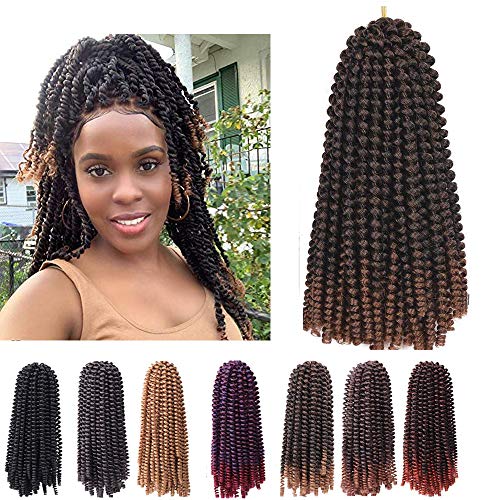 7 Packs 12 Inch Spring Twist hair for Butterfly Locs Bomb Twist Crochet Braids T1B/30 Ombre Colors Spring Twist Braiding Hair Extensions 85g/Bundle