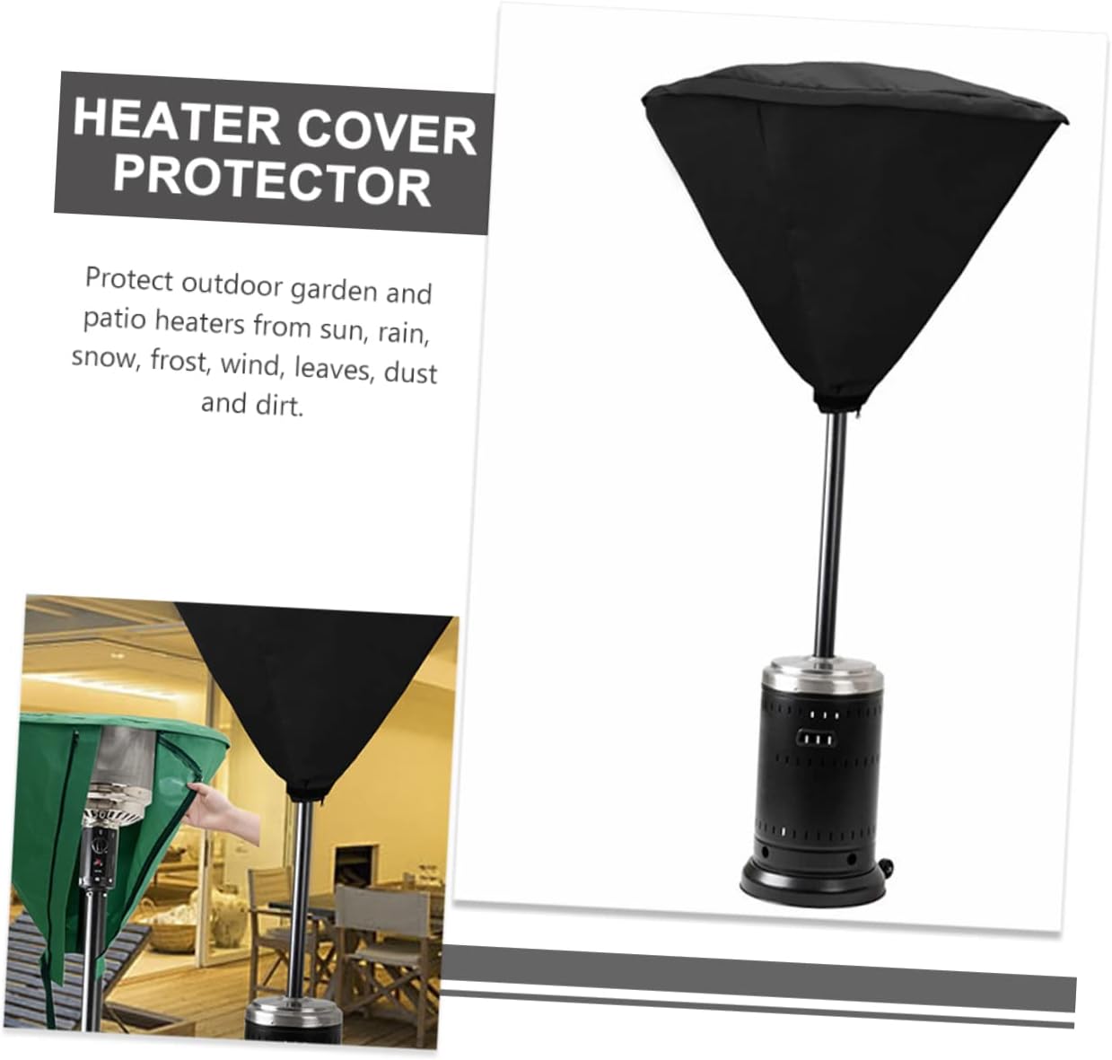 Heavy Duty Waterproof Patio Heater Cover Zipper Dustproof and UV-Resistant Outdoor Heater Protector for Garden and Patio Use