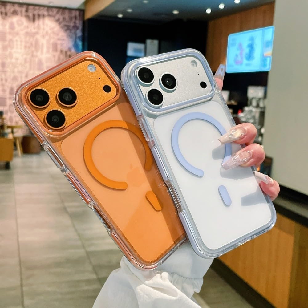 Generic Funda compatible con iPhone 15 Plus (color: rosa), cubierta trasera magnética de silicona transparente a prueba de golpes
