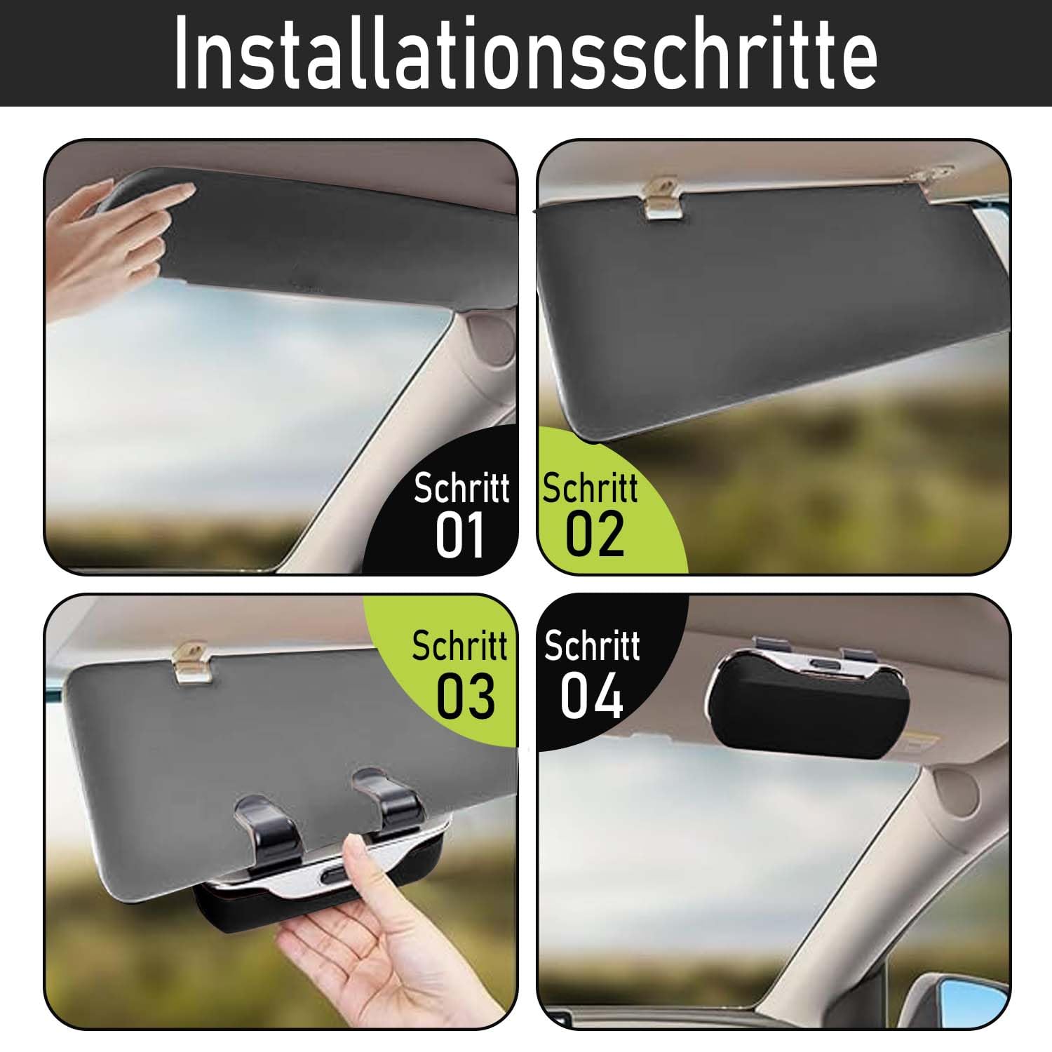 Portaocchiali per visiera auto, portaocchiali per auto, scatola protettiva per occhiali,supporto per lenti dell'auto, per appendere occhiali da vista(nero)