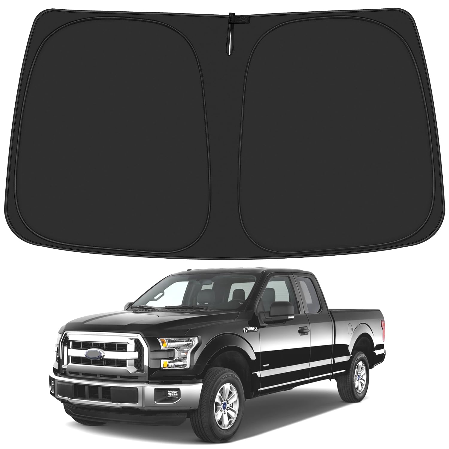 ULROLIT Windshield Sun Shade for 2015-2020 Fo-rd F150 Lariat, King Ranch, Platinum, XL XLT Limited Raptor, Foldable Window Sunshade Sun Visor Protector, Front Windshield Sunshade Block UV Rays Heat
