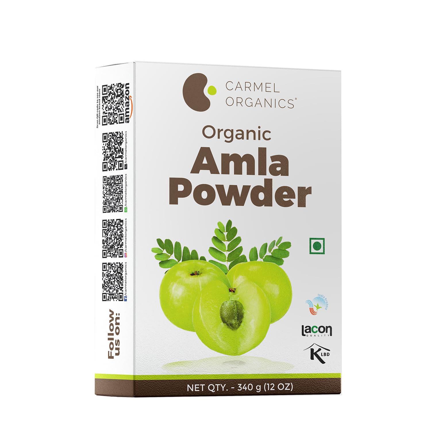 CARMEL ORGANICS Amla Fruit Powder 340 Grams For Your Health and Hair Care| Jaivik Bharat Certified | Indian gooseberries | Malanelli,Amalakkamu,Usirikai Powder | No Added Preservatives