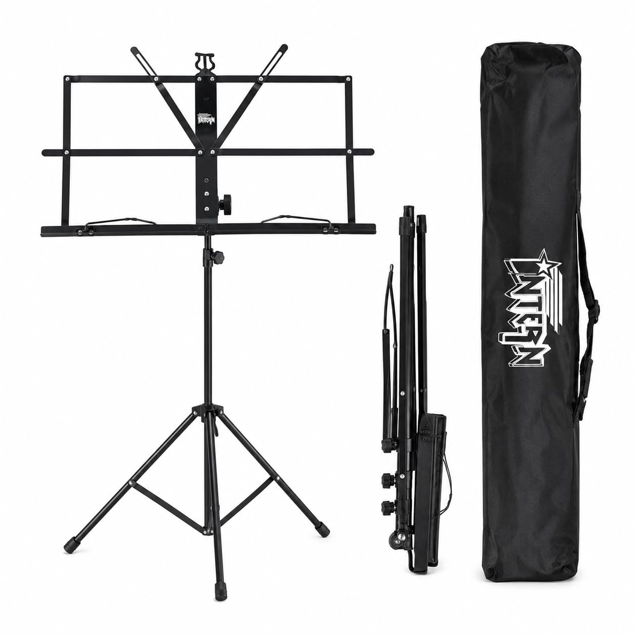 Intern Adjustable Orchestra Conductor Musical Notation Lyrics Stand with Carrying Bag, Light Weight for Travel, Black, (INT-NSB-01)-image-36