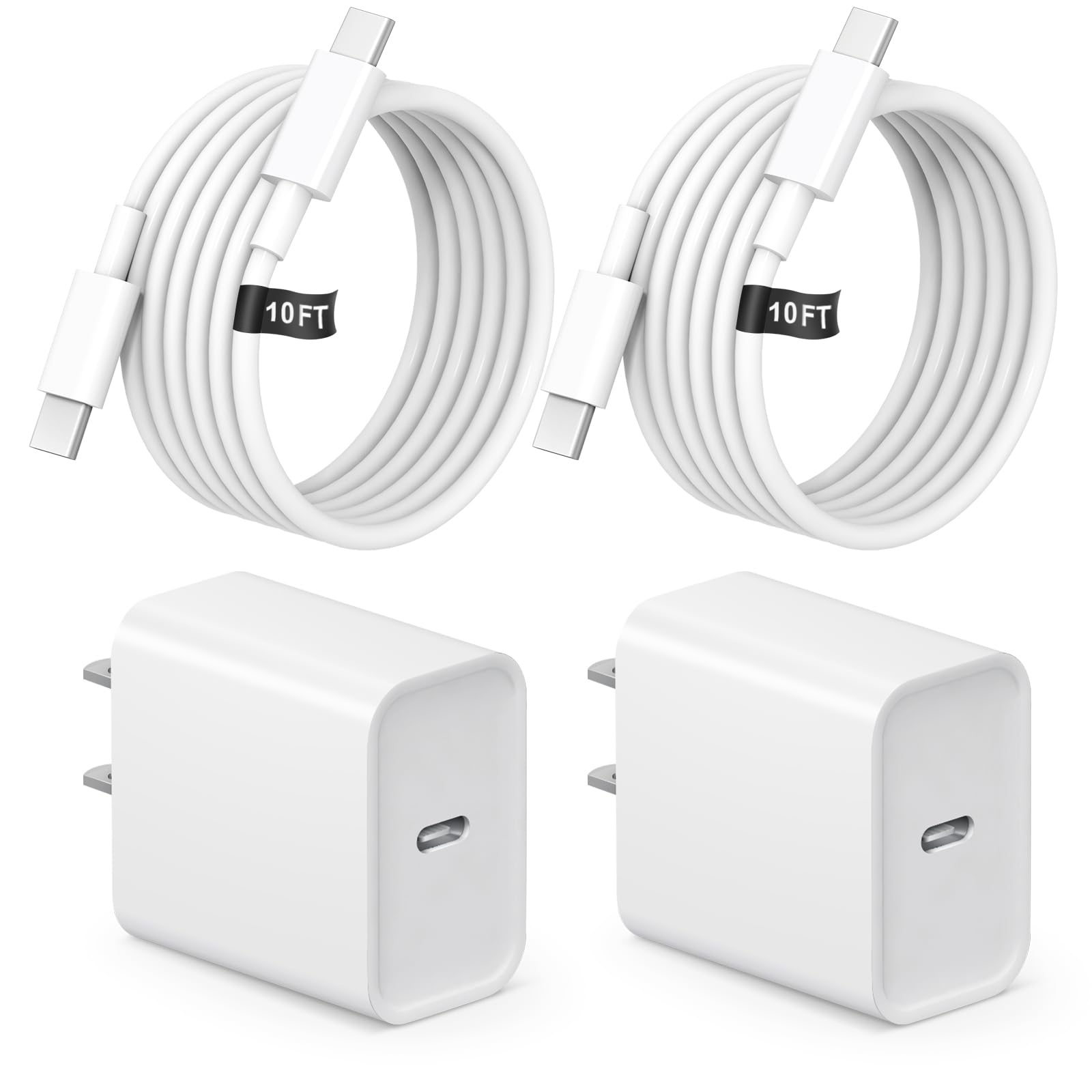 10FT iPhone 16 15 Charger Fast Charging USB C Charger Block Type C Chagrer Fast Charging 2-Pack for iPhone 16/16 Plus/16 Pro/16 Pro Max/15/15 Pro Max