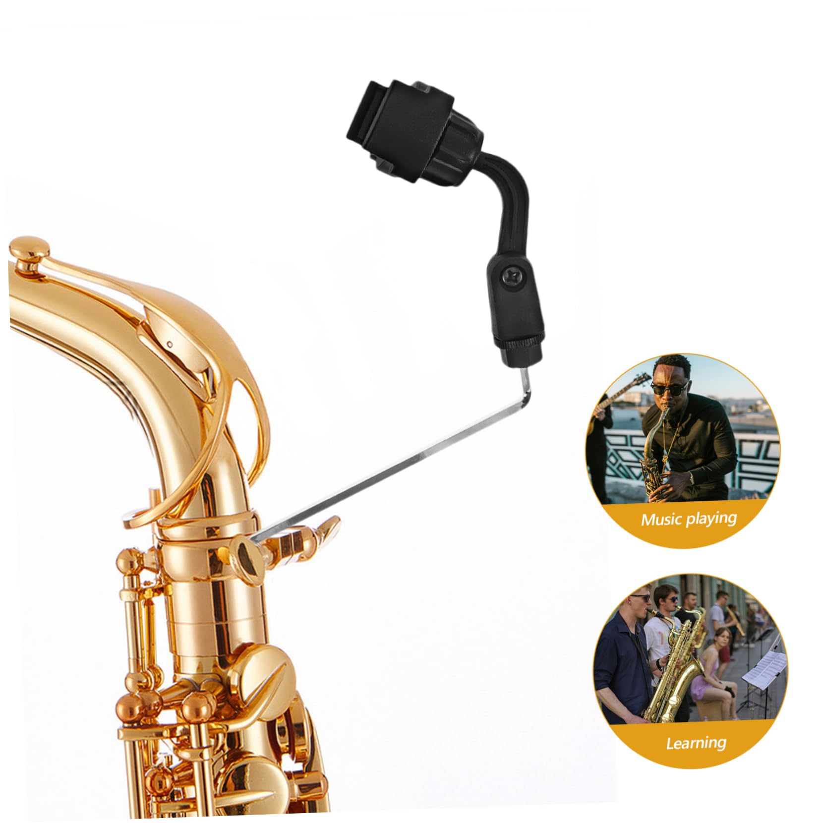Toyvian Support Téléphone Saxophone Instruments, Clip Smartphone Réglable pour Pupitre et Pied de Micro Support Universel en Acier Inoxydable pour Musiciens Partitions Vlog Enregistrement, Noir