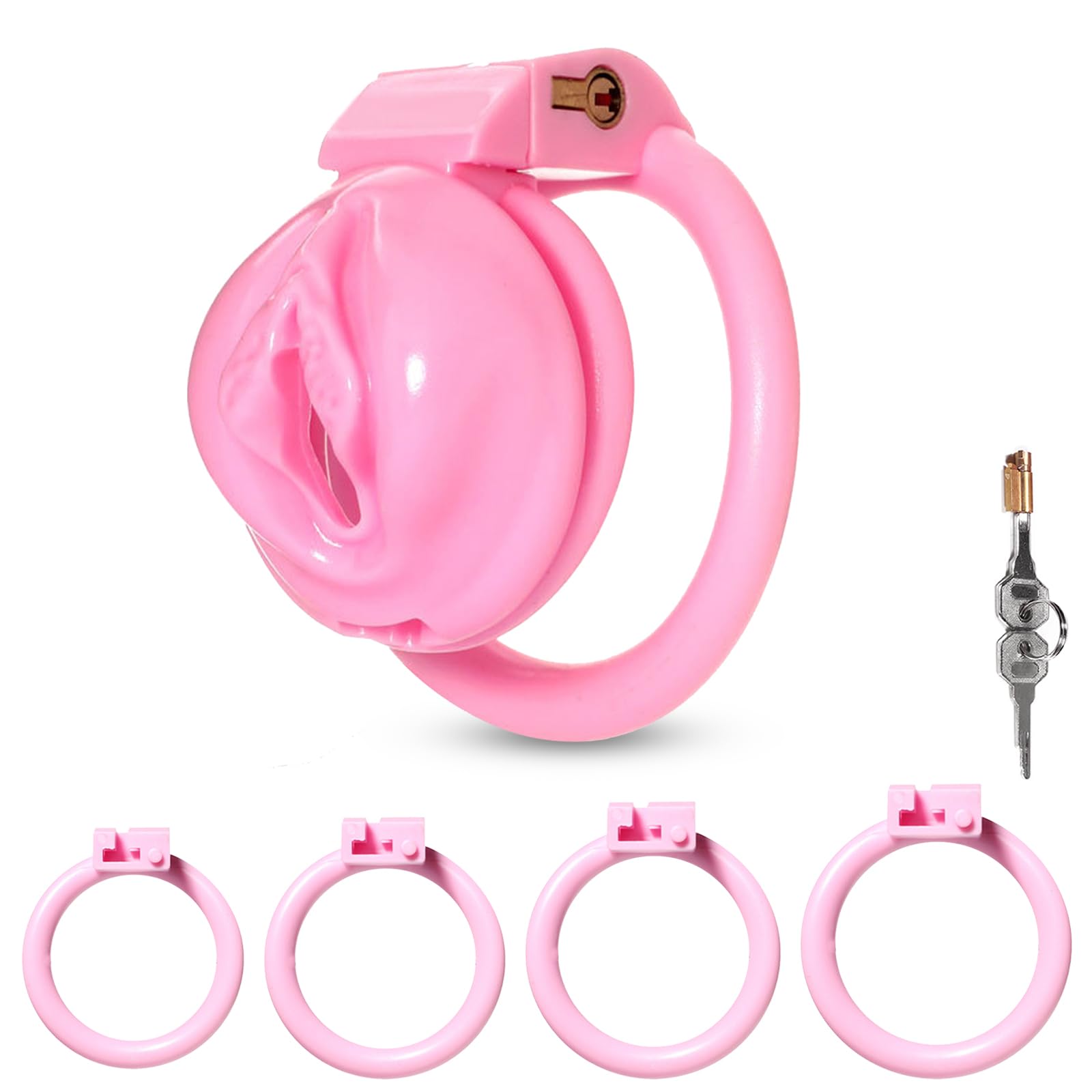 BDSMLOVE Sissy chastity cage con 4 Anelli per il Pene Rimovibili, gabbia castità per uomo, gabbia per il cazzo SM bondage slave sex toys, cock cage gabbietta di castità per uomo (S)