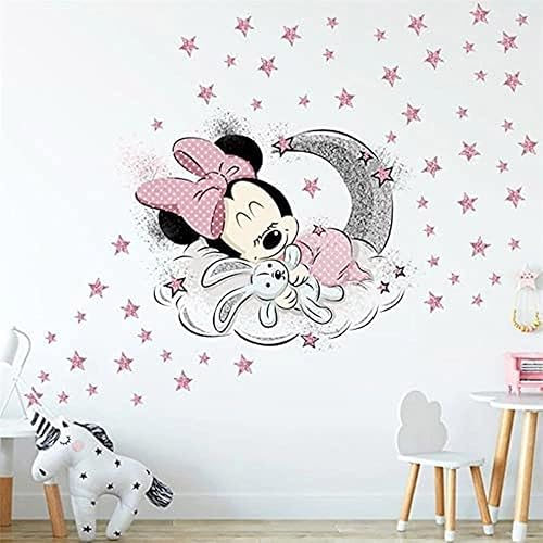 Calcomanías de pared grandes de Mickey y Minnie Mouse para niños, habitación del bebé, habitación del bebé, calcomanías de pared de ventana con