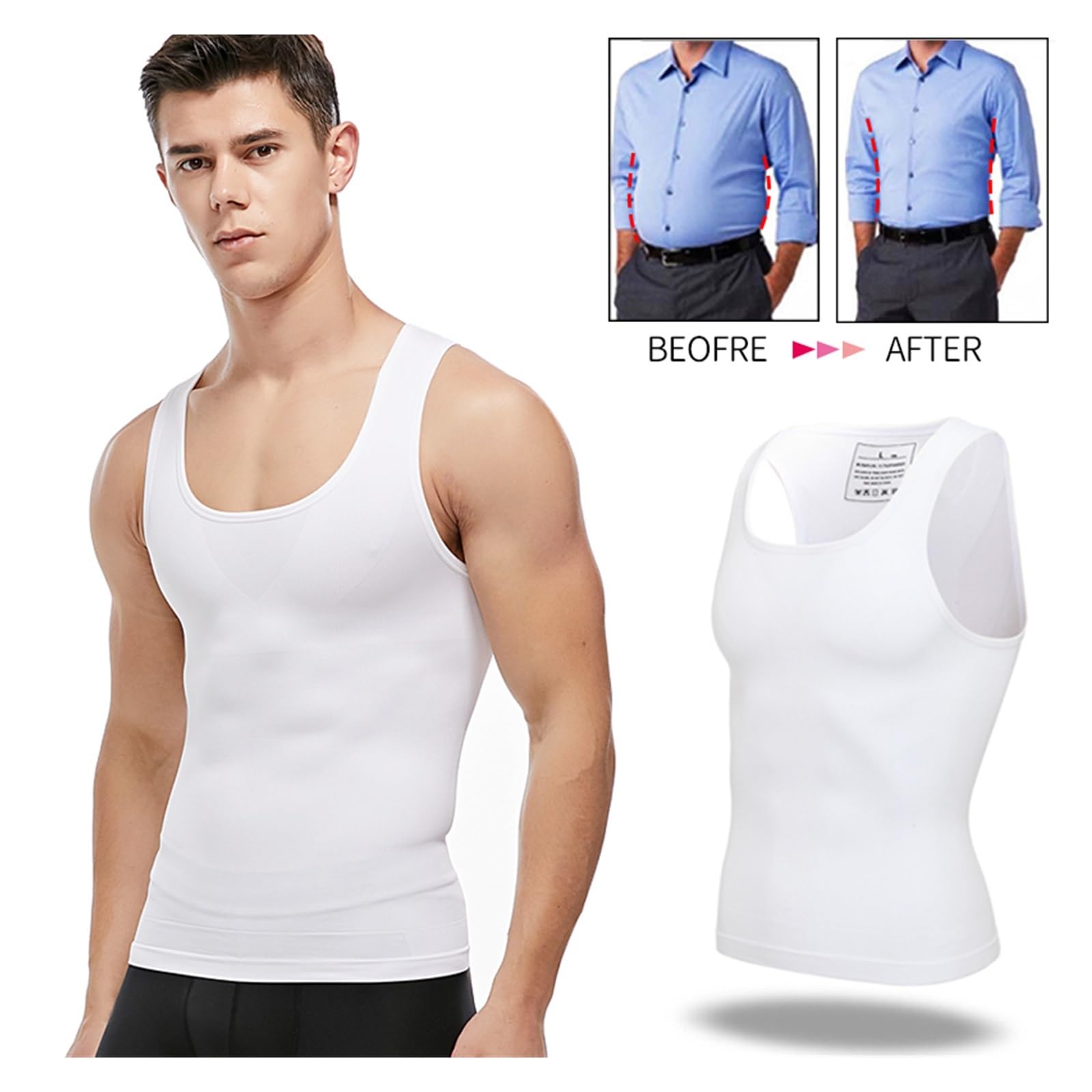Faja Reductora de Abdomen para Hombre, Camiseta de compresión para el Pecho, Faja Moldeadora de Abdomen, Chaleco Adelgazante, corsé de Entrenamiento de Cintura para Hombre.