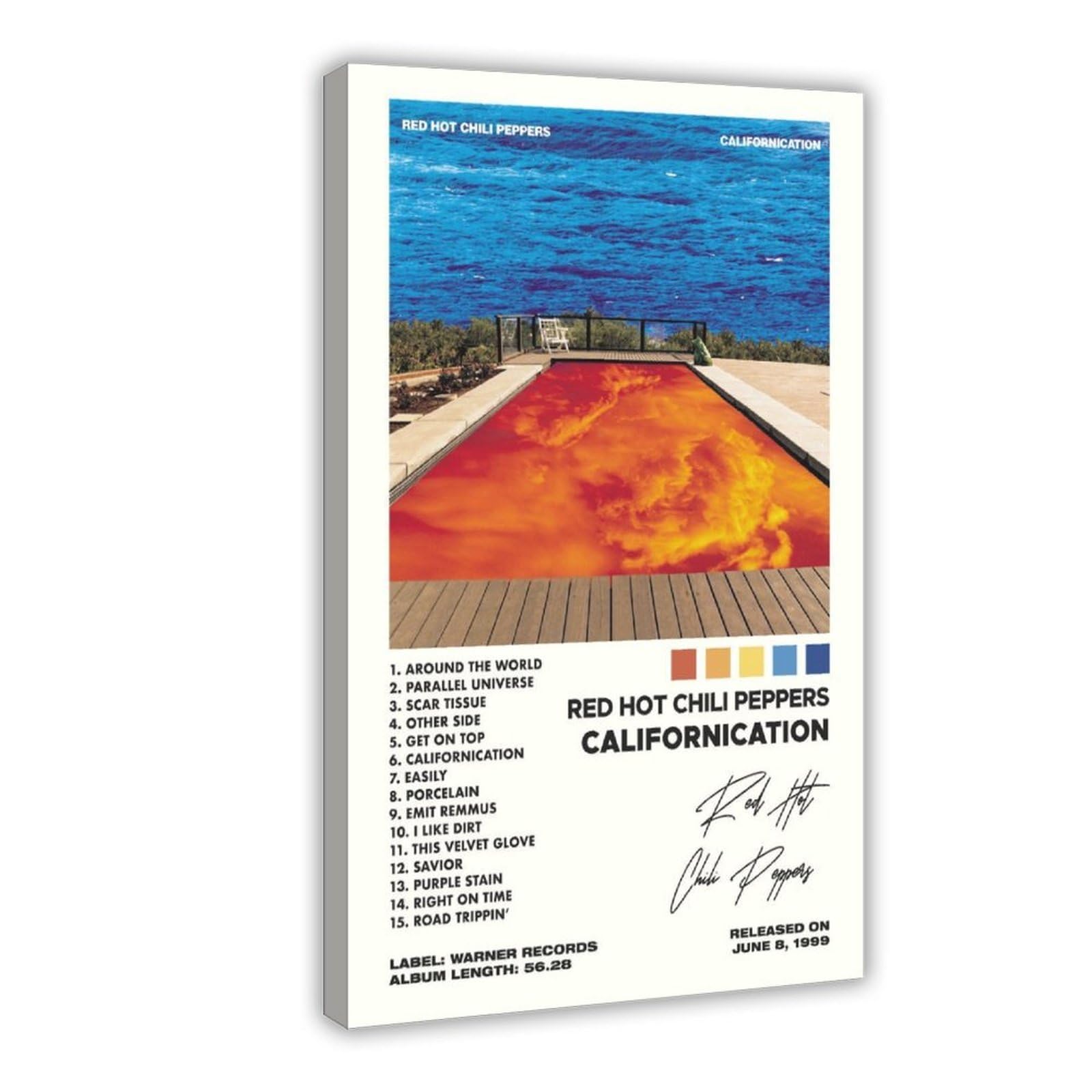 TONFON Poster Californication, poster su tela, motivo: Red Hot Chili Peppers, decorazione per camera da letto, sport, ufficio, camera da letto, regalo, con cornice, 50 x 75 cm
