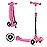 BELEEV Scooter for Kids Ages 3-12,3 Wheel Scooter for Toddler Girls Boys, Light-Up Wheels,5 Adjustable Height,Lean to Steer,Extra-Wide Deck, Three Wheel Kick Scooter for Children (Pink)