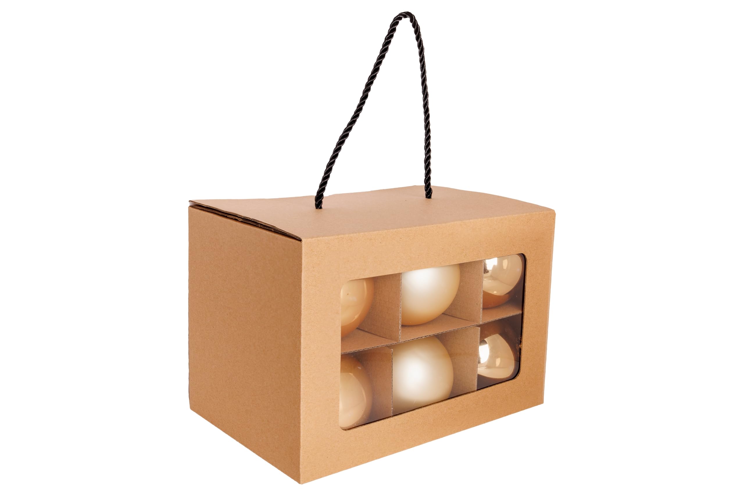 Cosy Home Lot de 12 Boules Noel en Verre, Shiny Matt Opal Doré,D8 Cm