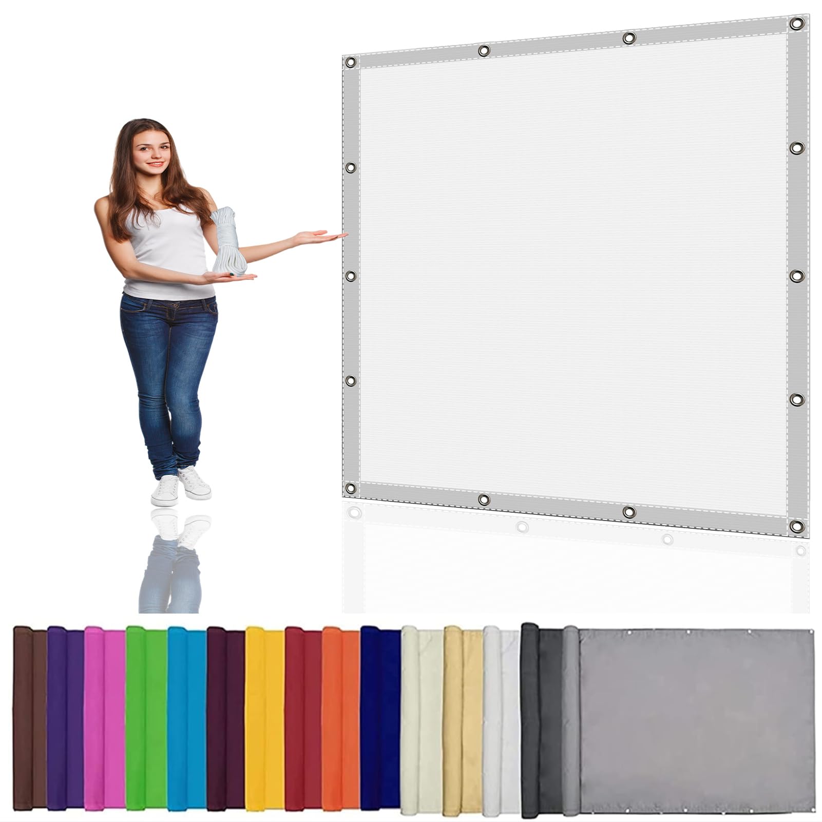 Ecran avec Cordons imperméable blanc 0.8x3.6m contre la chaleur et le vis-à-vis