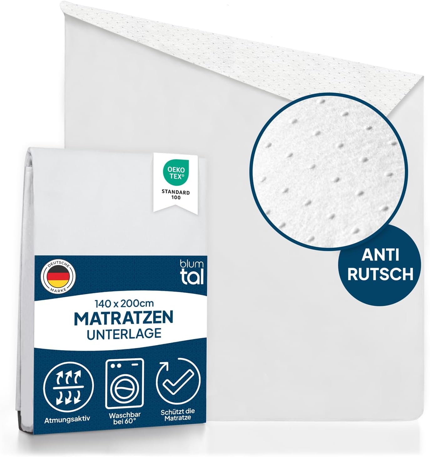 (-35%) Blumtal® Lattenrost Auflage 140x200 cm - Oeko-TEX zertifizierter Lattenrost Matratzenschoner - Matratzenunterlage 140 200 + Anti-Rutsch-Schicht - Lattenrostschoner 140x200 - Lattenrostauflage 140x200