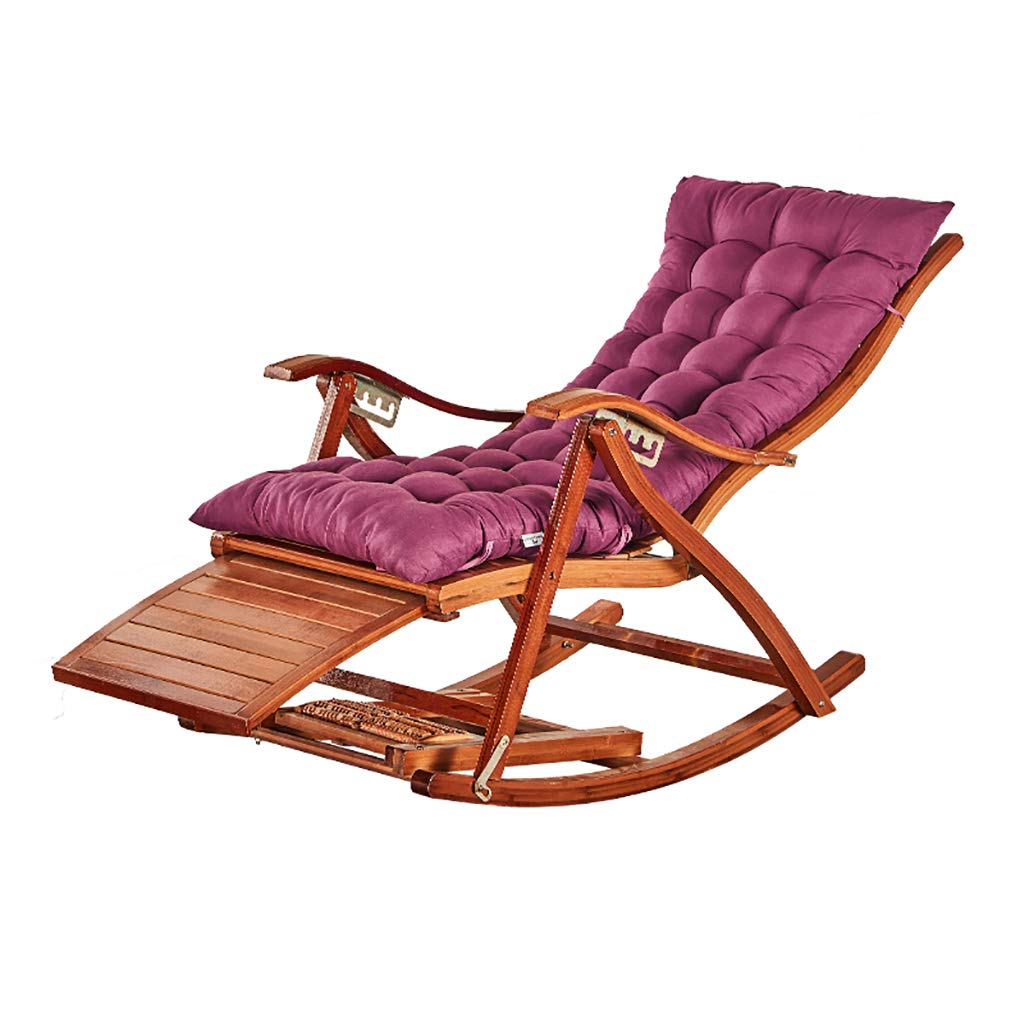 Fauteuil inclinable en bambou pliable doté d'un système relaxant de massage des pieds