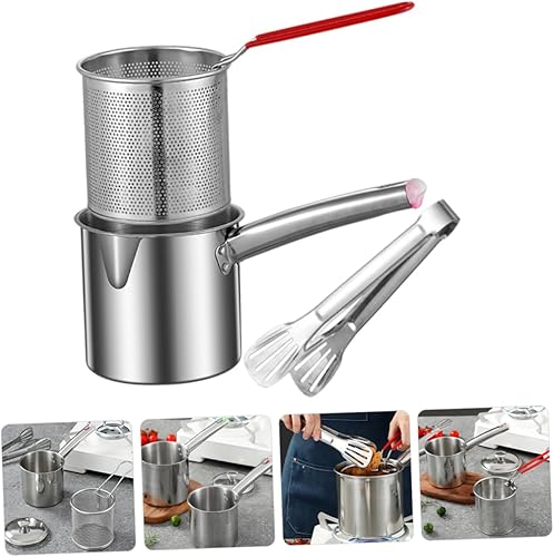 Miniatura 7 de 1 juego de sartén para pasta, cesta para hervir la cocina, colador de cocina, olla de vapor con tapa, olla con canasta, canasta de alambre para