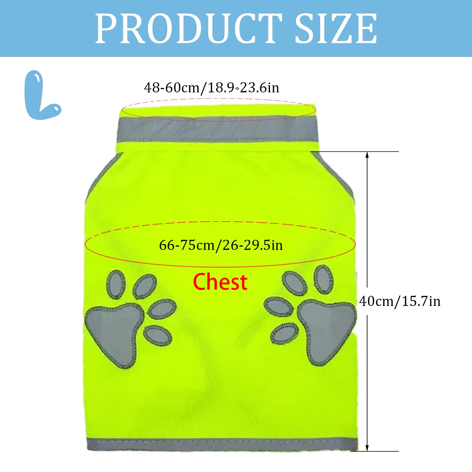 Haute Visibilité Veste Réfléchissant, Fluo Veste, Vêtements Haute Visibilité, Gilet Reflechissant Chien, Gilet Sauvetage Chien, Convient Aux Voyages de Nuit et en ExtéRieur (Taille L)