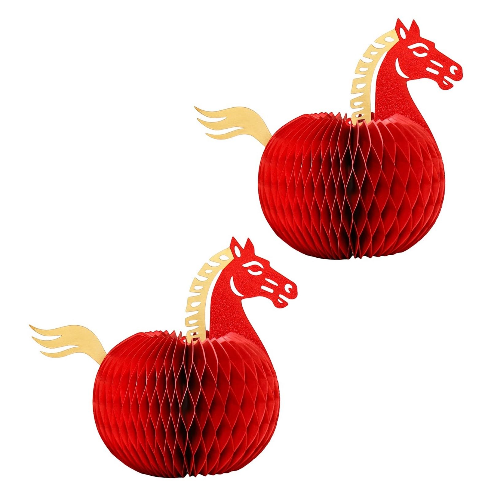 Kaeltsyn 2Pcs Year of Horse Decoration Figurine Paper Folding Ornament for Tabletop Shelf Chinese New Year Party Folding