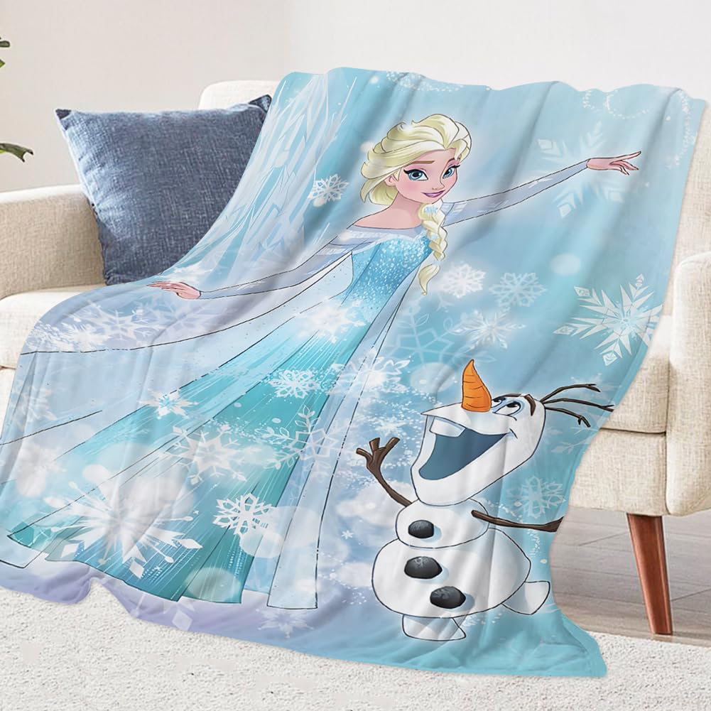 Manta Infantil Froze Mantas para cama Manta de Sofá Manta de punto para niños Manta de Franela de Punto de Moda Súper Suave Ligera y Cálida Felpa, decoración hogar y selección de Regalo 100x150cm-A