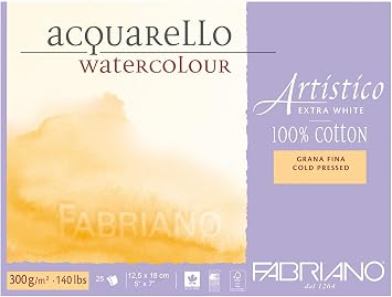 Fabriano AEW BL 4CO 25F GF Watercolour Paper - 12.5 x 18 cm Extra White