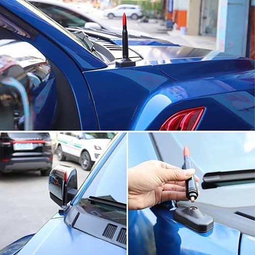 Miniatura 4 de BESULEN Mástil de antena corta para automóvil, antena de aluminio de recepción de radio AMFM de 5.5 pulgadas con 9 adaptadores de tornillo y 2