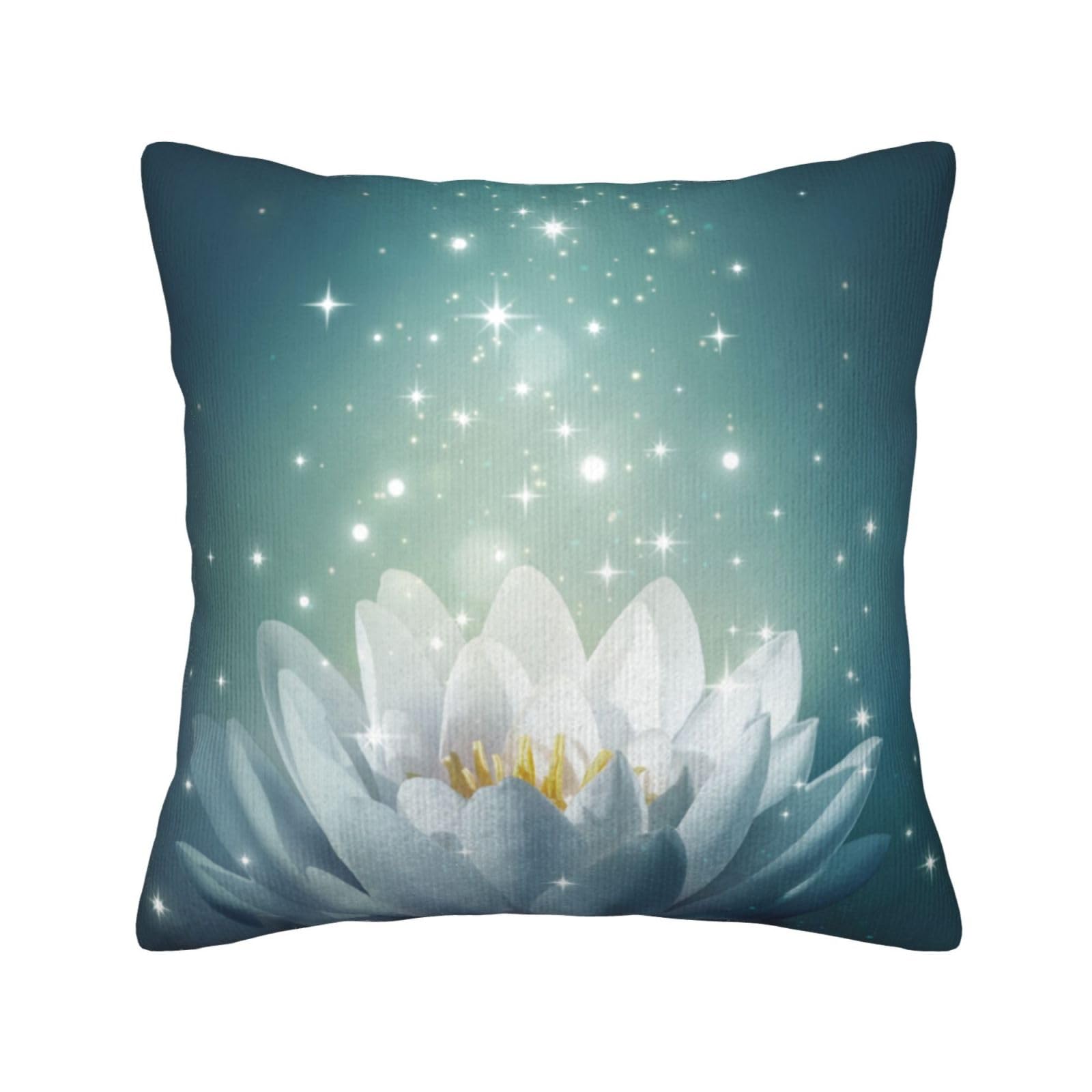 Housse de coussin velours côtelé 50,8x50,8 cm à motif imprimé floral lotus magique