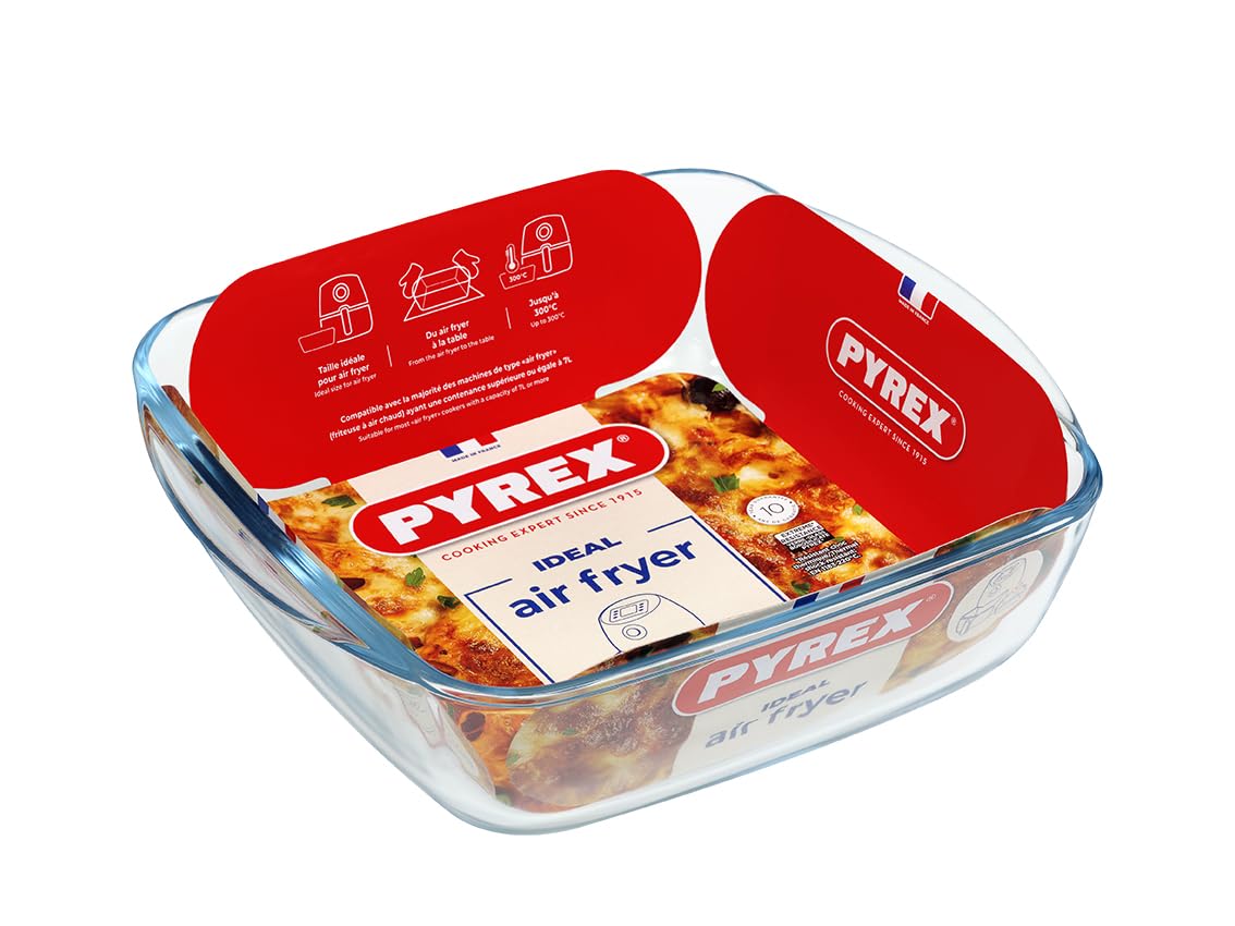 Plat air fryer - PYREX - 1450142 - Carré - En verre borosilicate - 25 x 22 cm
