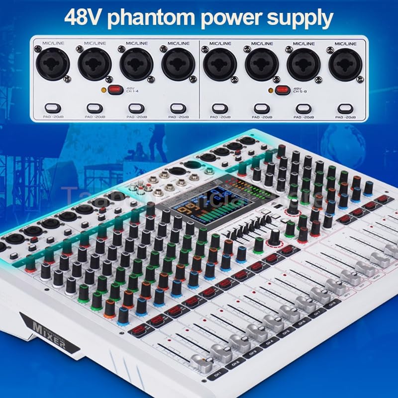 Mixer Digitale USB Bluetooth a 12 canali con 99 Tipi di Effetti di Riverbero for spettacoli di Nozze sul palco