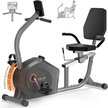 Recumbent Exercise Bikes for Home Use, Quiet Magnetic Stationary Bikes for Seniors & Adults, with 16-level Resistance, 400LB Weight Capacity, Adjustable Comfortable Seat, LCD Monitor and Pulse Sensors