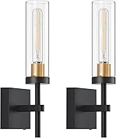 SANTOSTOCK Wireless Rechargeable Wall Sconces Set of 2, Battery Operated Black Gold Dimmable Lights with Remote, 3000K Warm Glow for Bedroom Bathroom Hallway