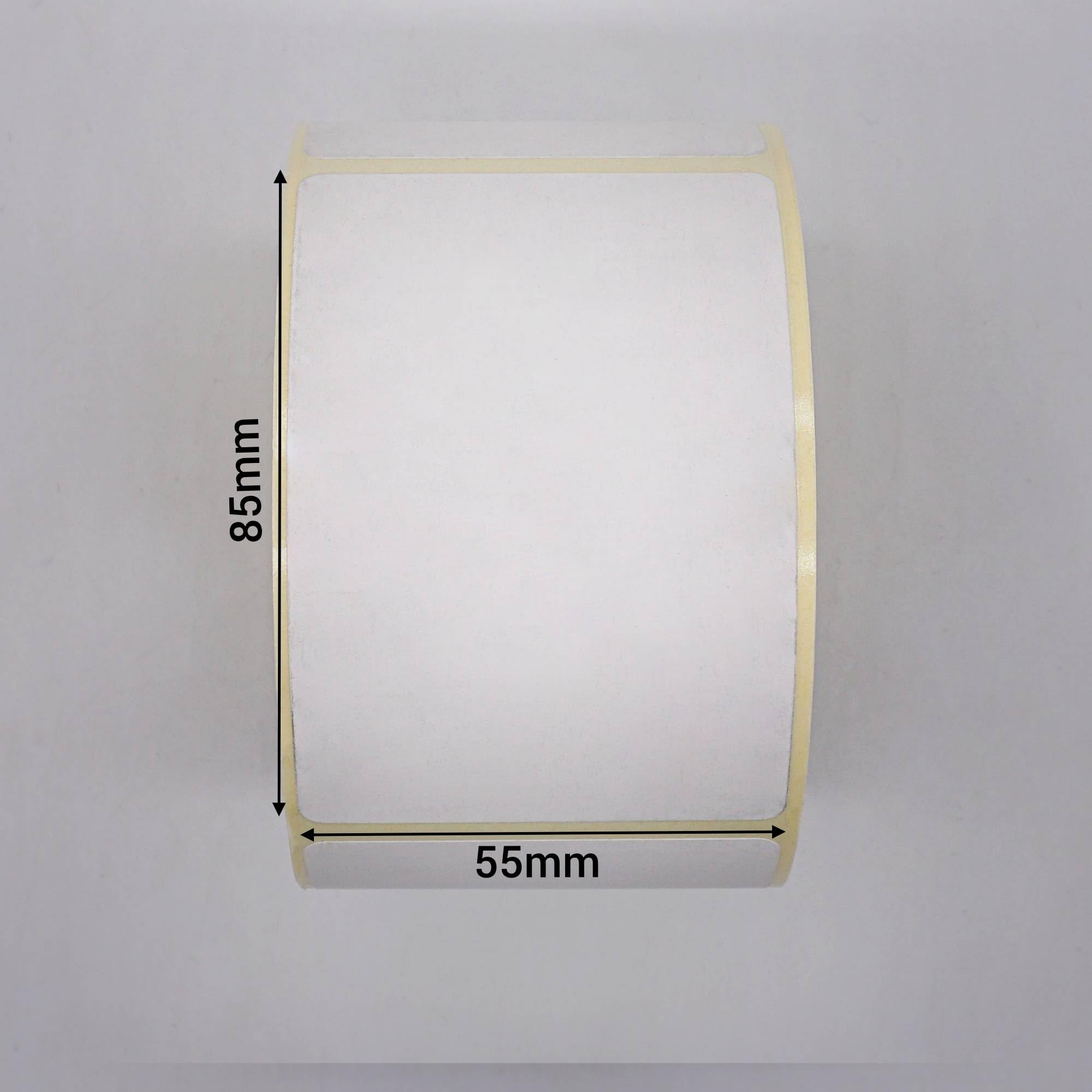 SKIR'CO (2500 szt.) Bezpośrednie etykiety termiczne 55 x 85 mm, trwałe samoprzylepne prostokątne naklejki termiczne, etykiety do drukarek termicznych
