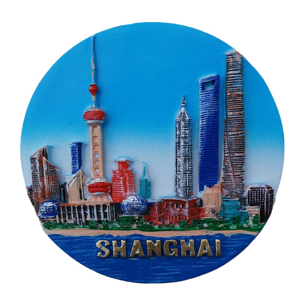 Muyu Magnet Green And Orange 3D Shanghai China Souvenir Fridge Magnet Sticker, Home & Kitchen Decoration Shanghai China Refrigerator Magnet