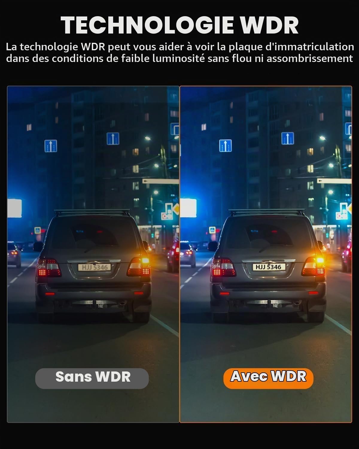 Oryzom Dashcam 4k Pro,Enregistrement Ultra HD avec Caméras Avant/Arrière,Vision Nocturne Et Surveillance 24h/24，4K+1080P+64GB