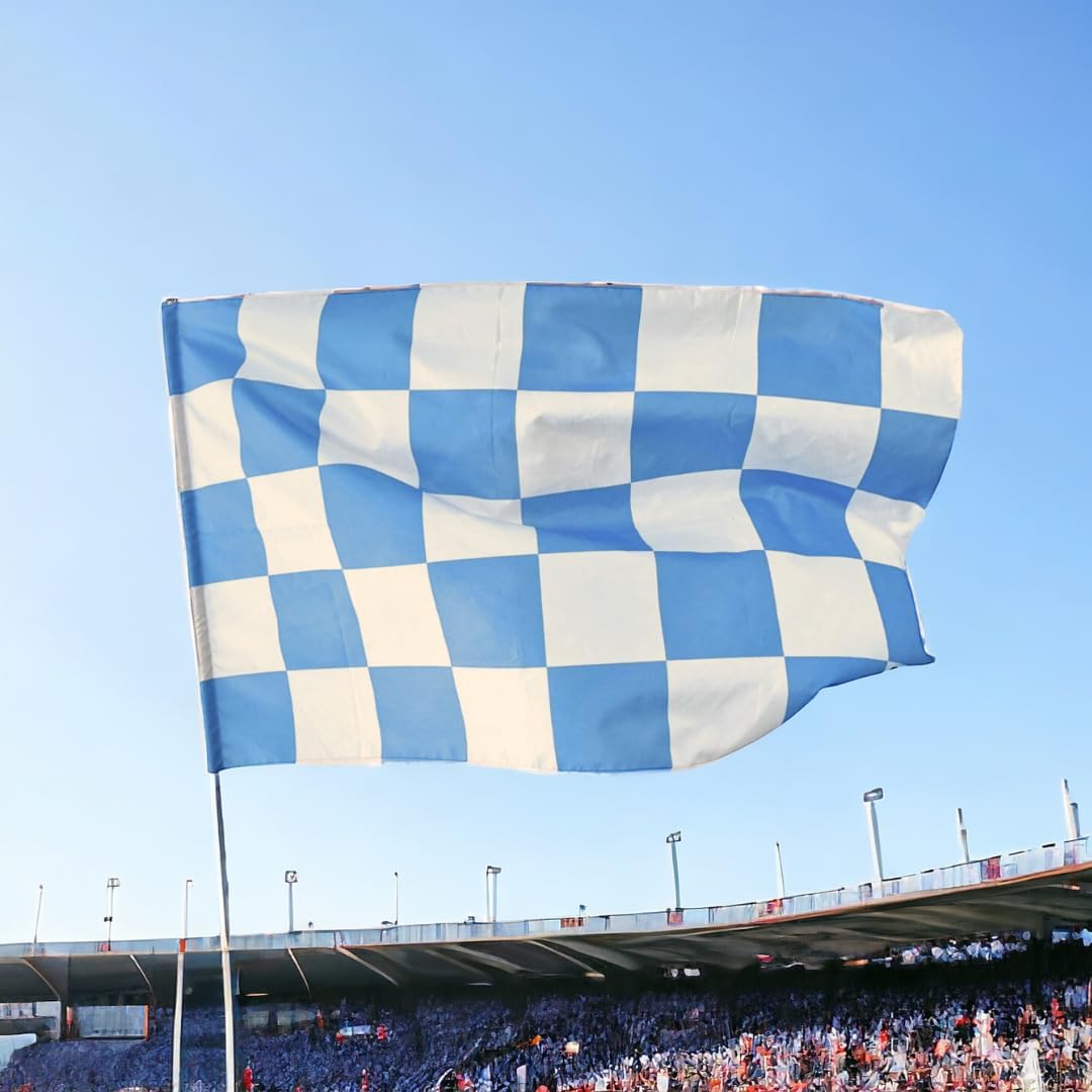 NARAMAKI® Napoli Bandiere 90x150cm - 1 Bandiera "Forza Napoli" + 1 Bandiera a Scacchi Bianchi e Azzurri - 100% Poliestere - Made in Italy - Campionato di Calcio 2025