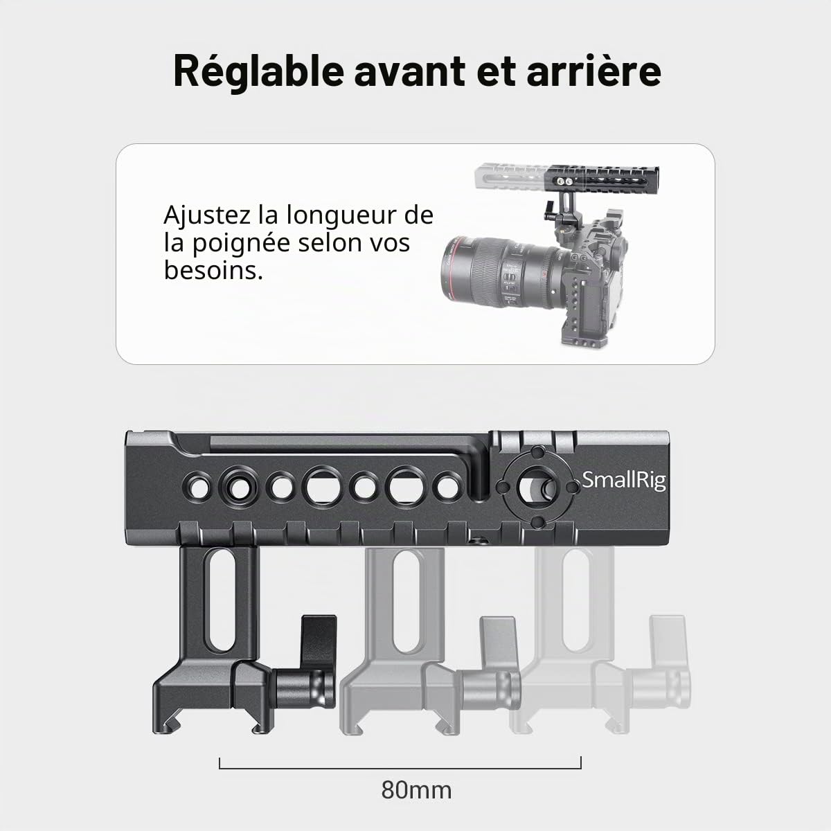SMALLRIG NATO Poignée Rail Cold Shoe Réglable Avant/Arrière - 1955