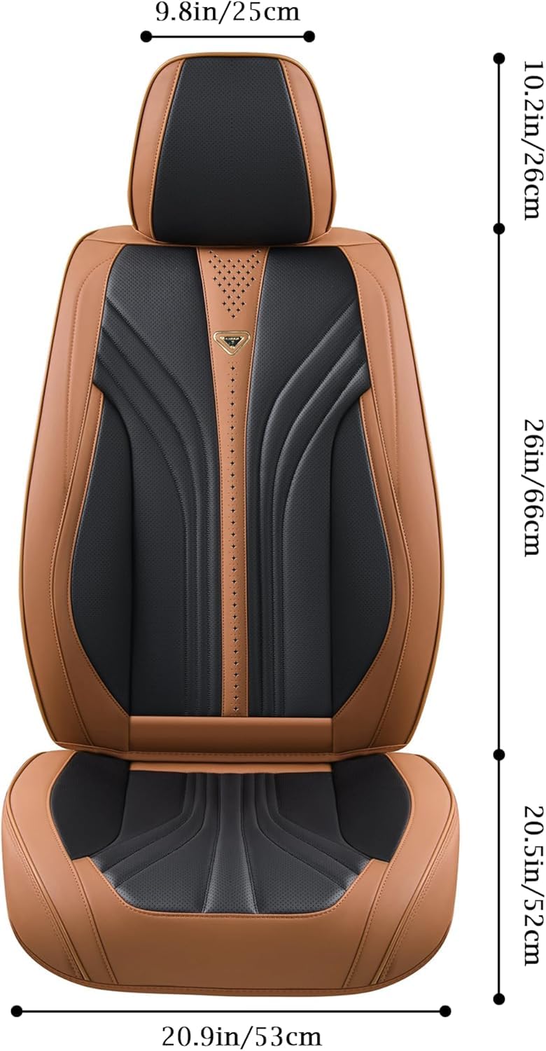 FLORICH Housses de Siège de Voiture 5 Pièces, Housses de Siège Avant Arrière, Housse de Siège de Voiture étanche Compatible avec 95% Berline, SUV, Van (Ensemble Complet, Noir&Brun02)