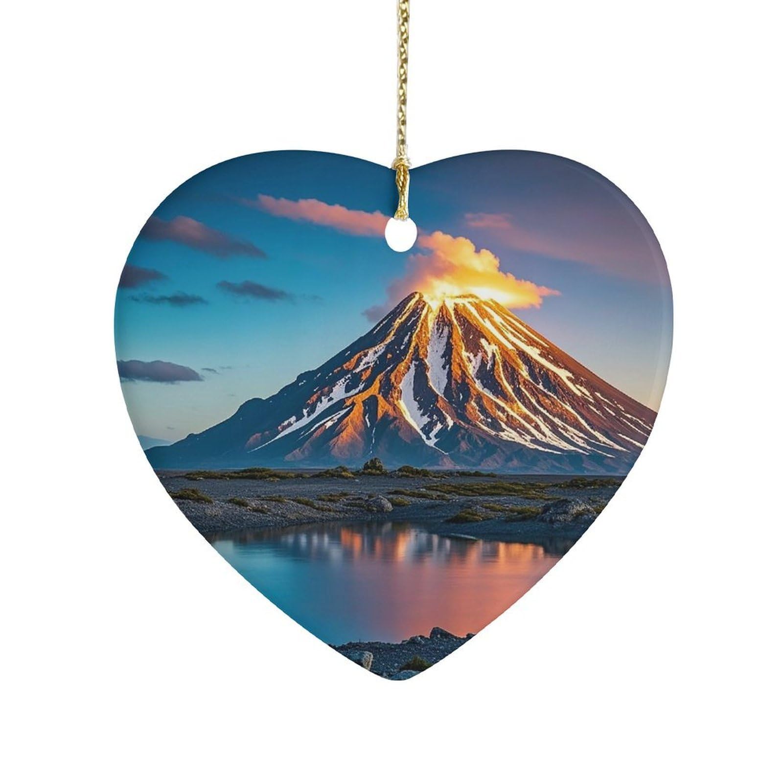 Fekiloot Style Depicts A Volcano Ceramic Ornament Home Decor Keepsake
