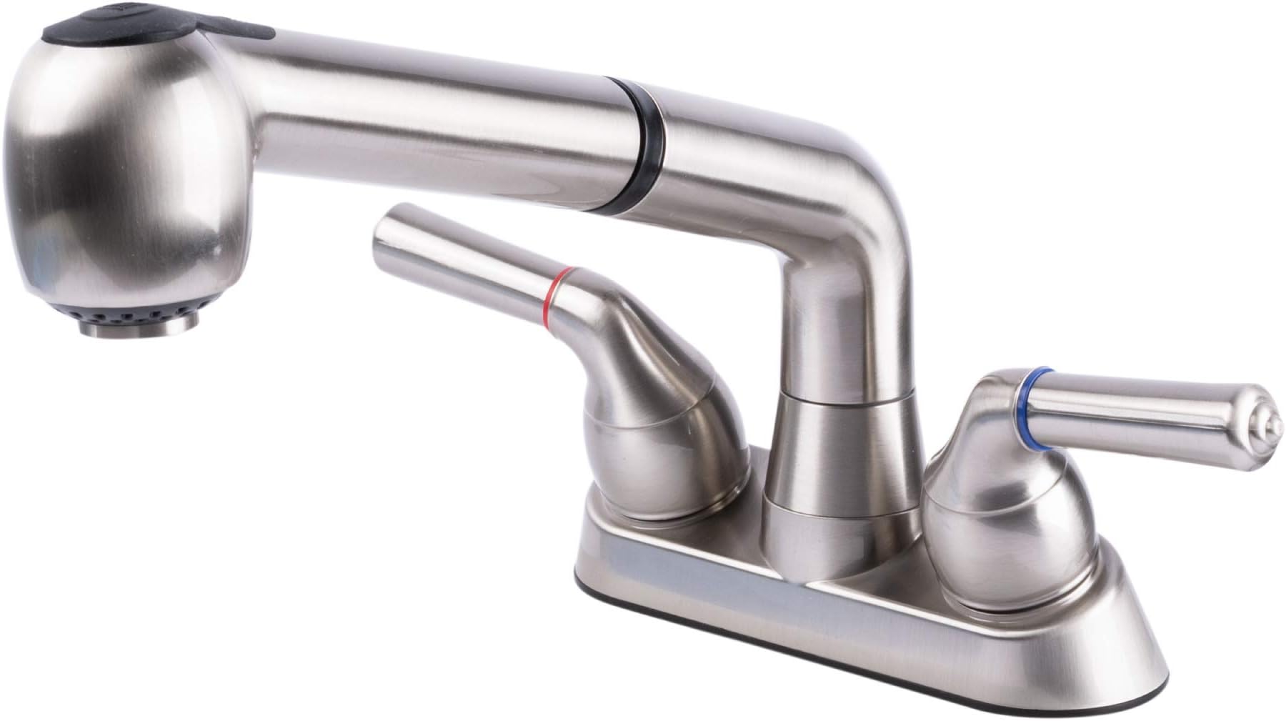 Universal Laundry Tub Faucet by VETTA, Double Handle Pull Out Spray Spout, Non-Metallic ABS Plastic, Stainless Steel Finish