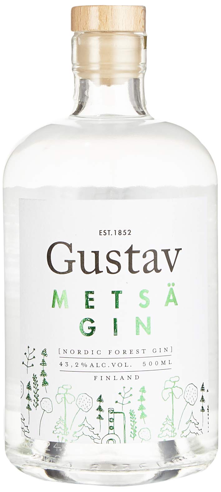 Gustav I Metsä Gin I 500 ml I 43,20% Volumen I Authentisch Nordischer Geschmack aus Finnland